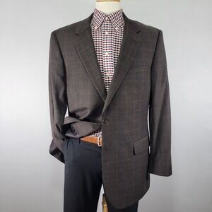 JOS A BANK Signature Men's 2PC Suit & Pants Brown Flannel Plaid Wool 44L / 39x32